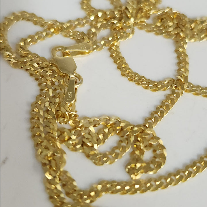 925 sterling Silver Gold -Tone Cuban Link Necklace  24"