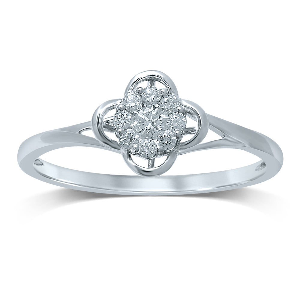 Chic 14k White Gold Lab Diamond Fashion Ring