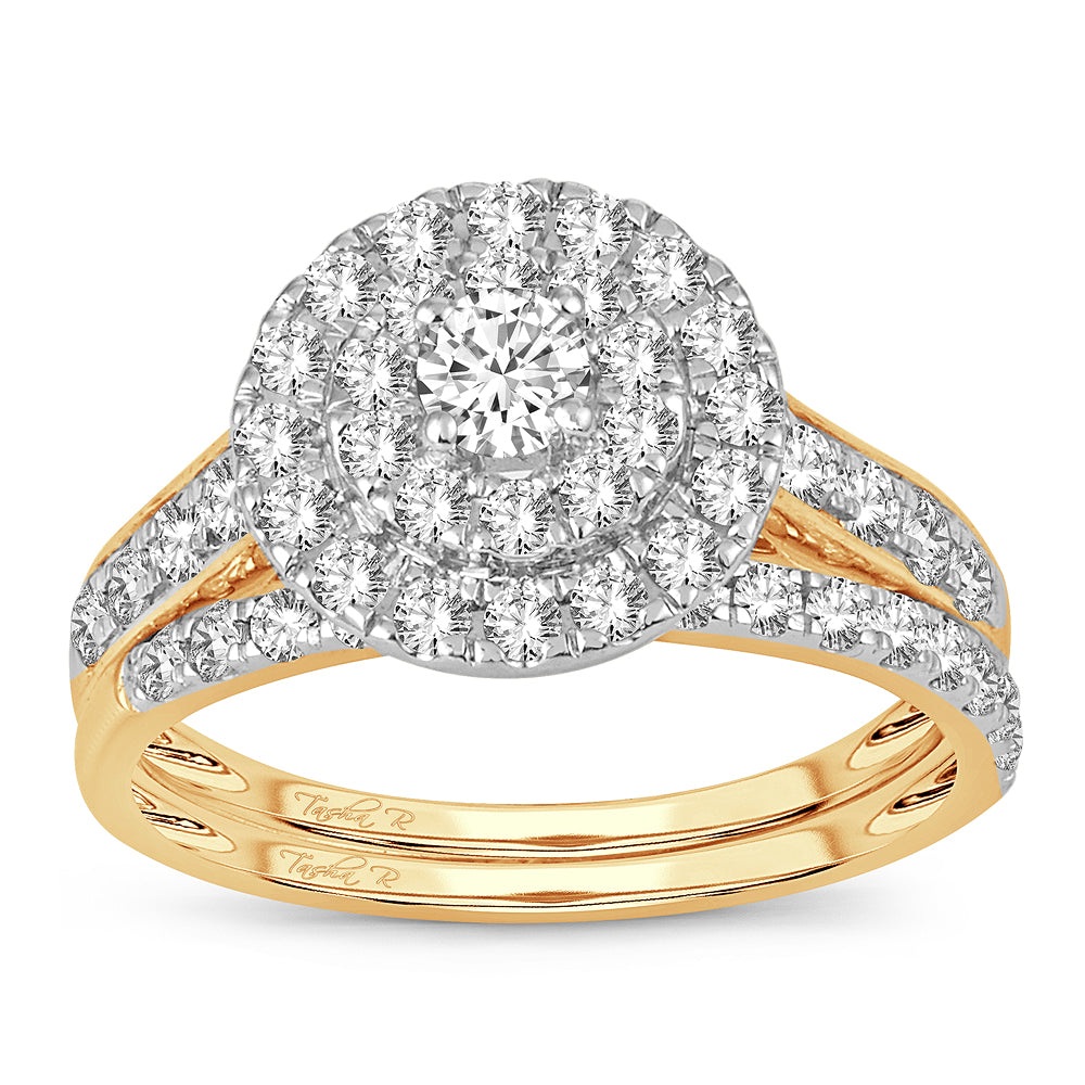 14K Yellow Gold 1CT Lab Diamond Bridal Ring for Women