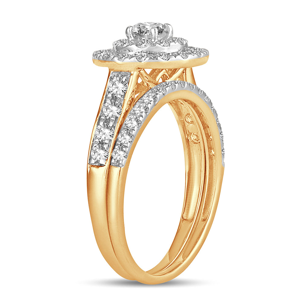 14K Yellow Gold 1CT Lab Diamond Bridal Ring for Women