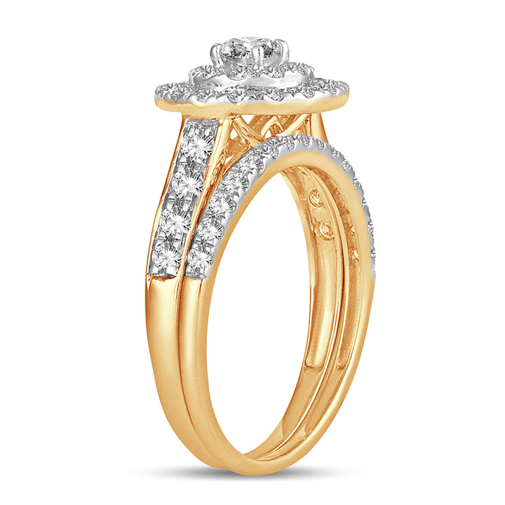 14K Yellow Gold 1CT Lab Diamond Bridal Ring for Women