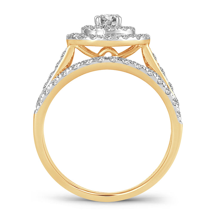 14K Yellow Gold 1CT Lab Diamond Bridal Ring for Women
