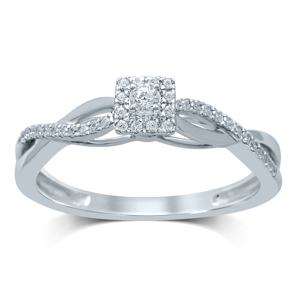 Romantic 14K White Gold 0.20CT Diamond Womens Ring