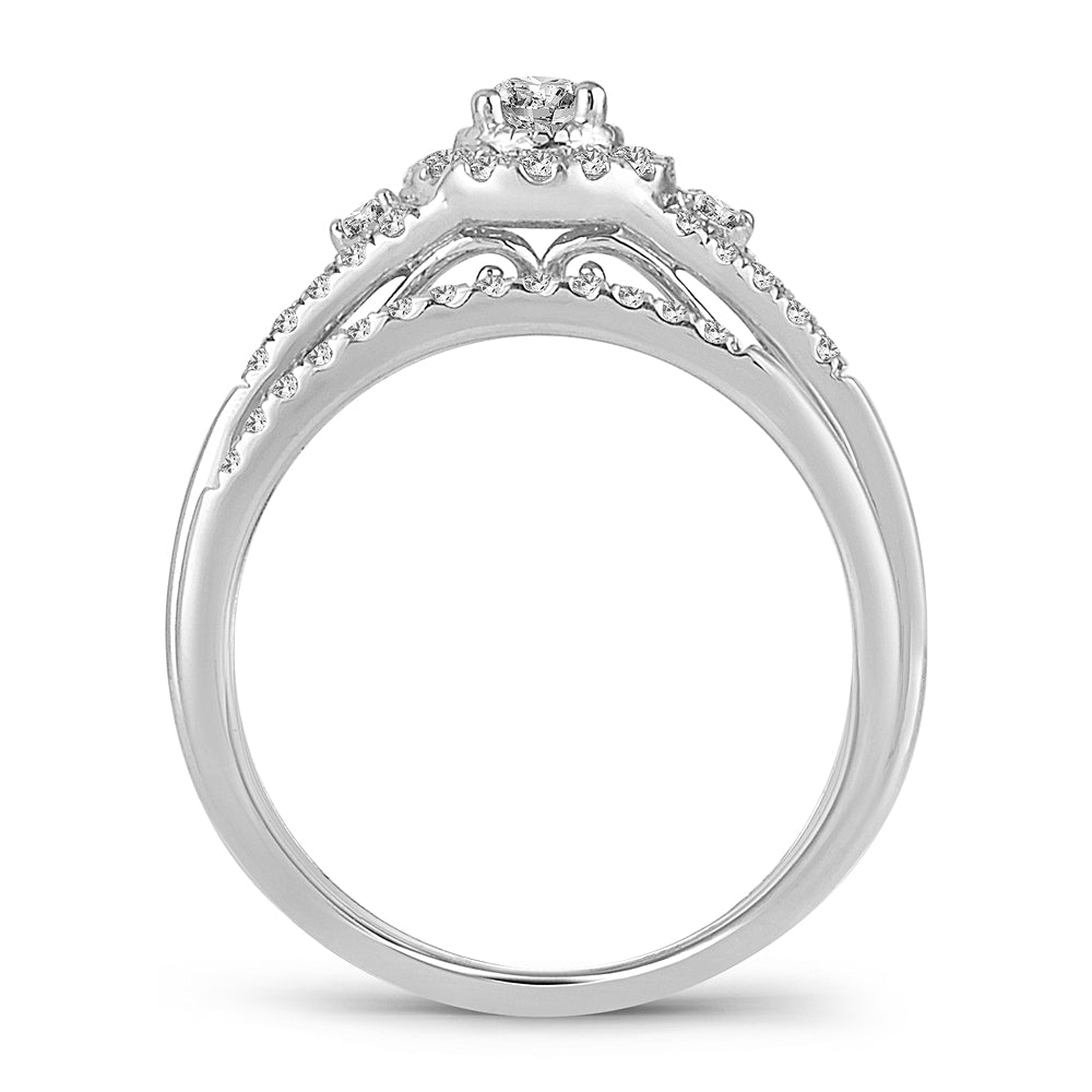Sparkling 14k White Gold Lab Diamond Bridal Ring