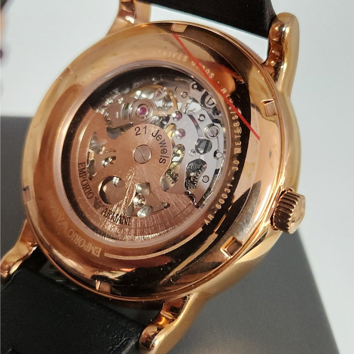 Emporio Armani Meccanico Automatic Skeleton Rose Gold Watch AR60031