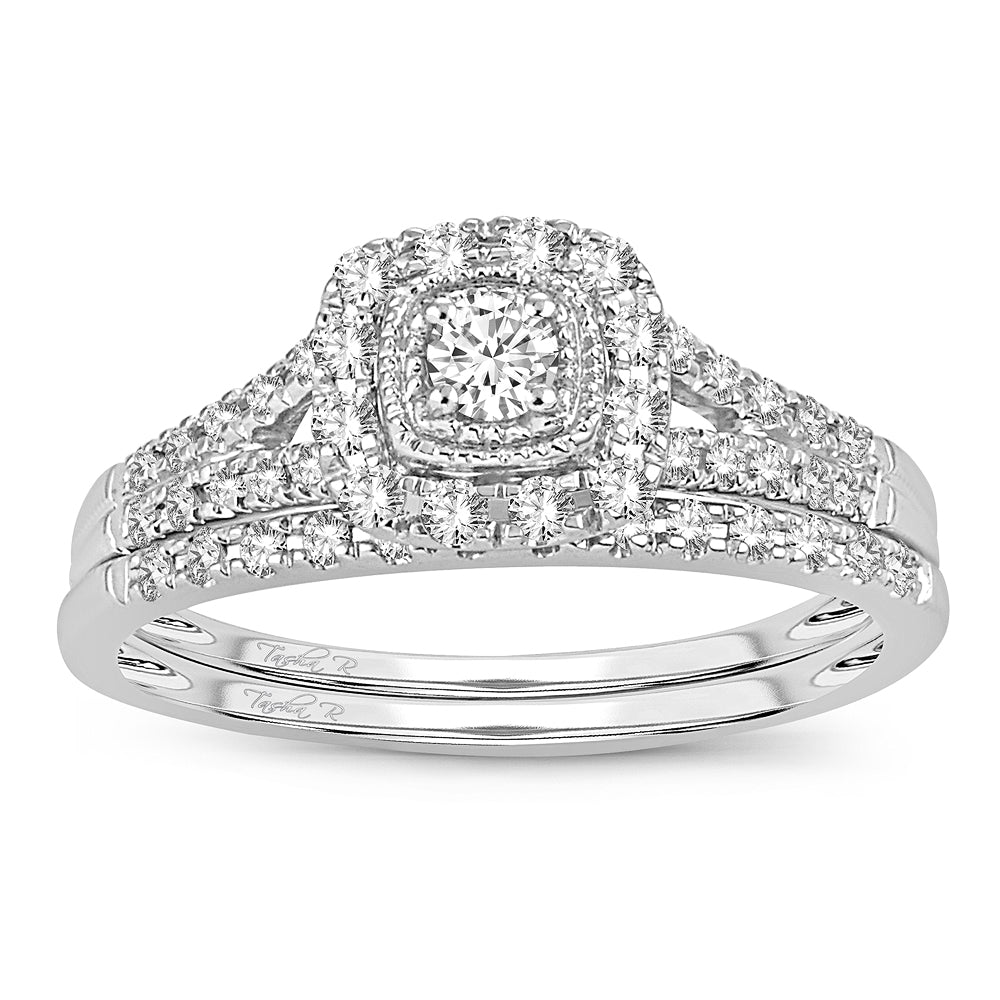 Elegant 14K White Gold 0.33CT Diamond Bridal Ring