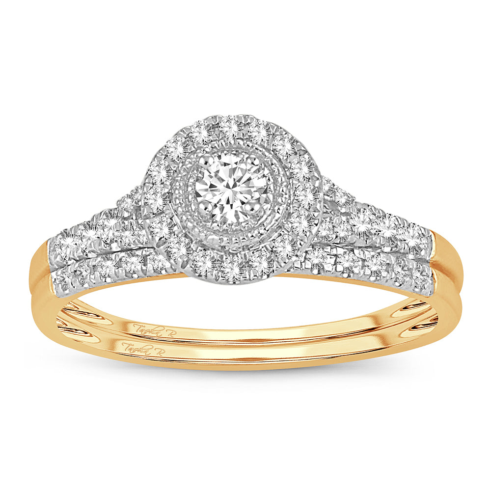 14K Yellow Gold Lab Diamond Bridal Ring - Romantic Elegance