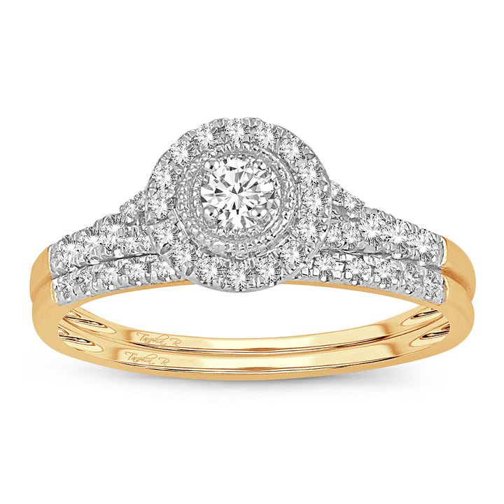 14K Yellow Gold Lab Diamond Bridal Ring - Romantic Elegance