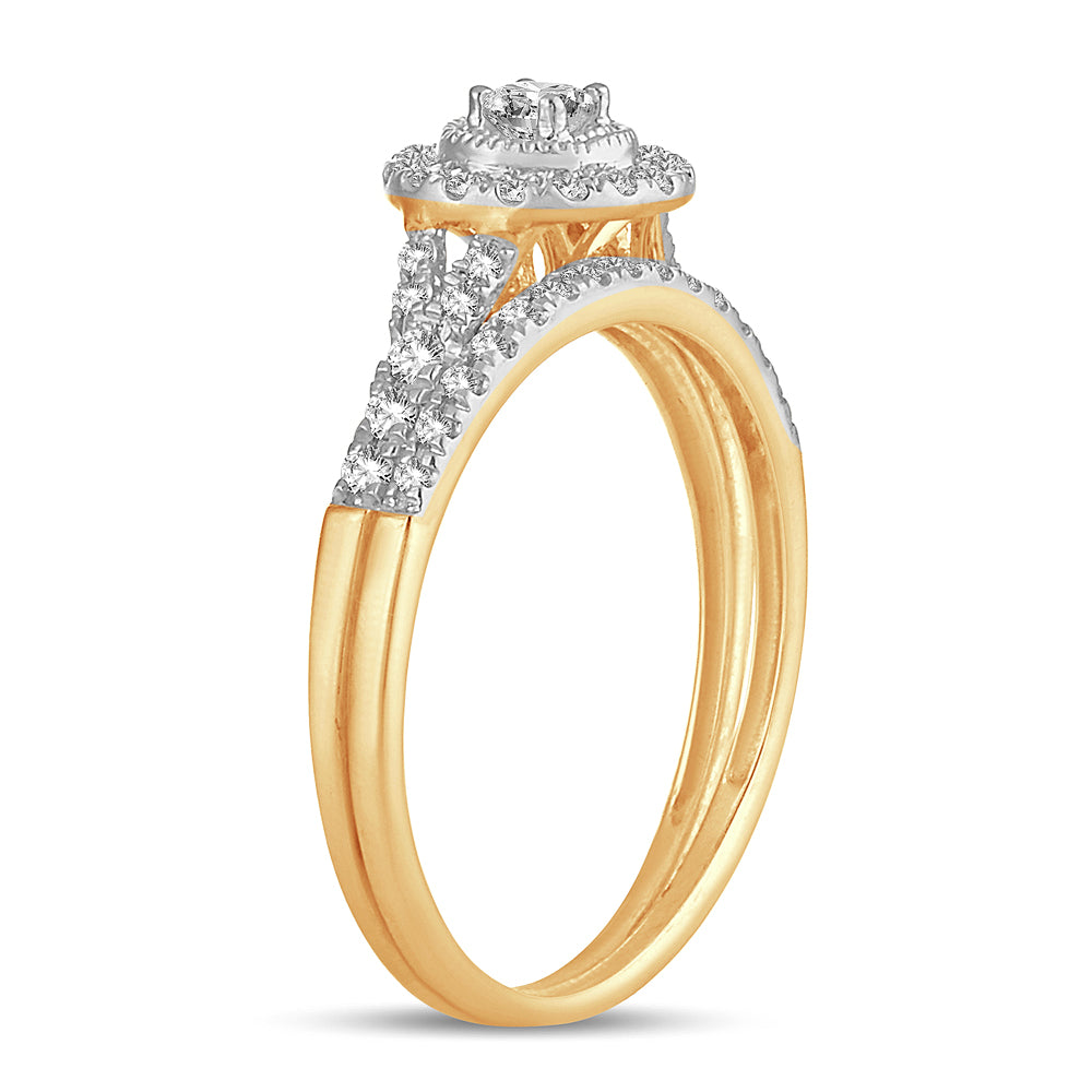 14K Yellow Gold Lab Diamond Bridal Ring - Romantic Elegance