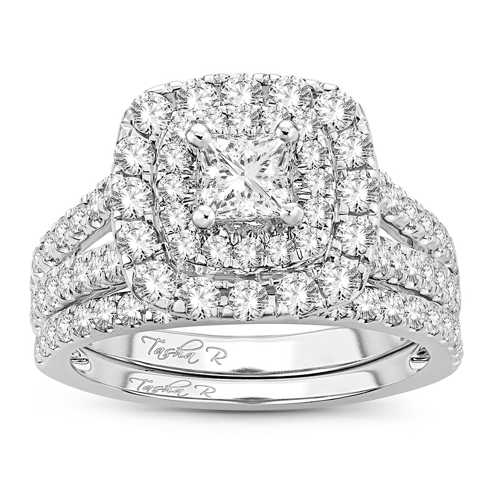 Brilliant 14k White Gold 2CT Lab Diamond Bridal Ring