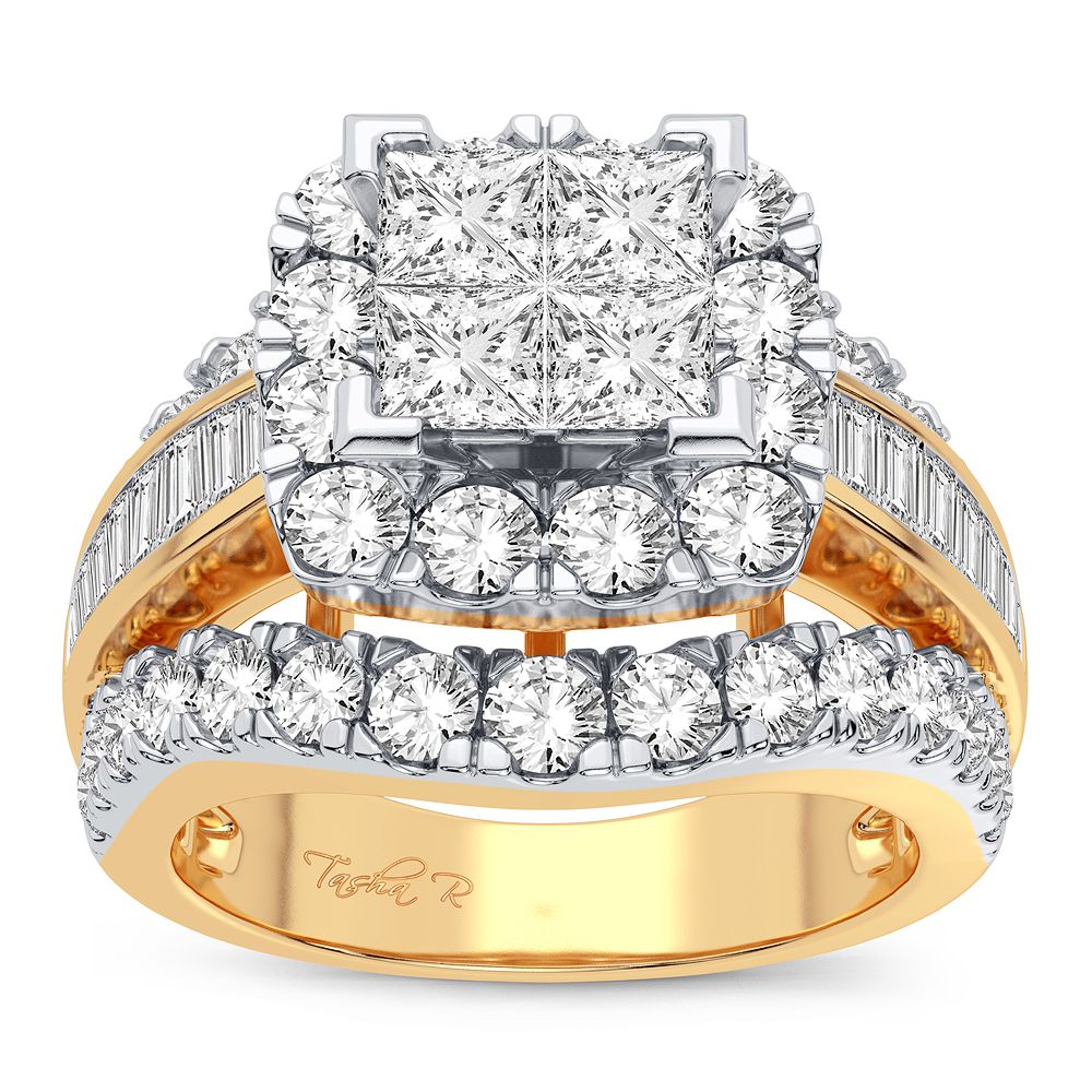 Brilliant 14K Yellow Gold 1.95CT Lab Diamond Engagement Ring