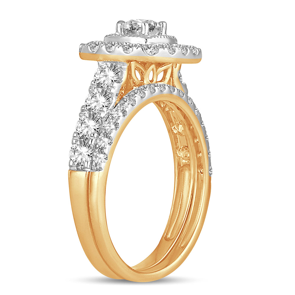 14K Yellow Gold Lab Diamond Bridal Ring - 1.50CT Brilliance