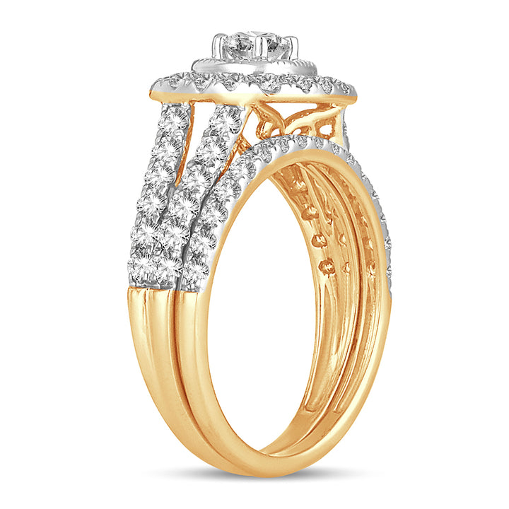 14K Yellow Gold Lab Diamond Bridal Ring - 1.50CT Brilliance