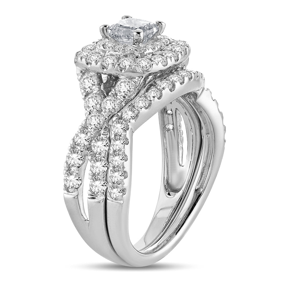 Brilliant 14k White Gold Lab Diamond Bridal Ring (1.51ct)