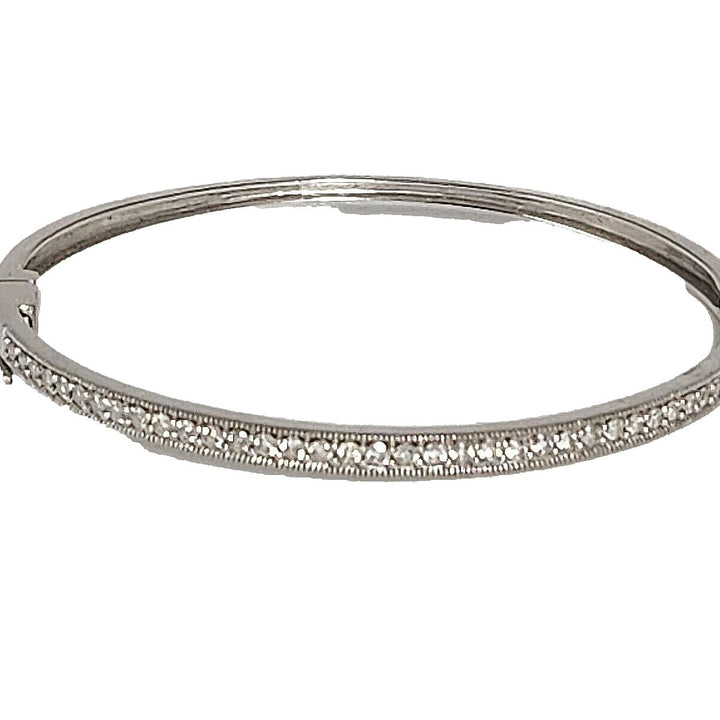 Elegant 14k White Gold Diamonds Bangle Bracelet