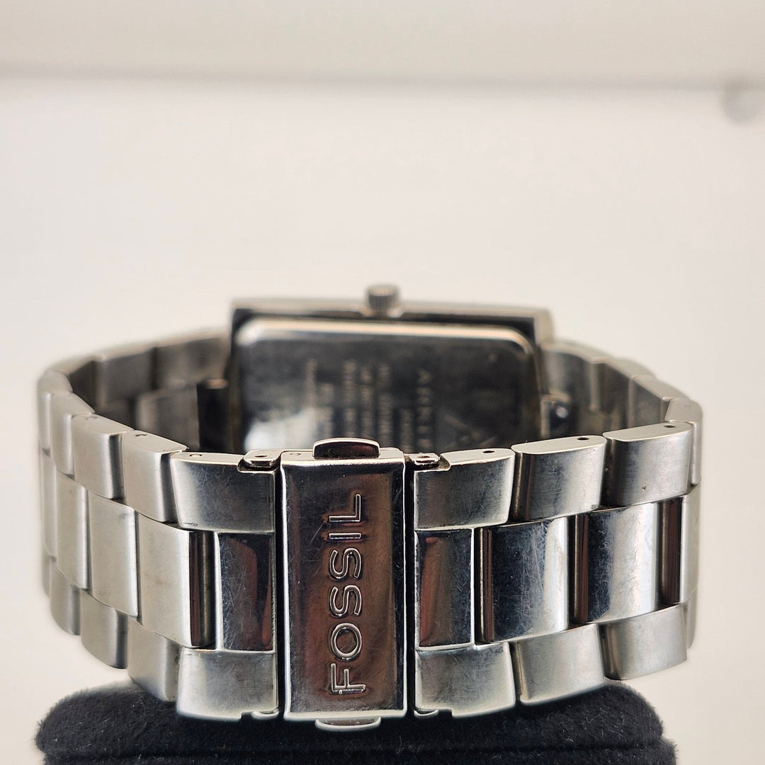 Fossil Arkitekt Men's Stainless Steel Rectangular Diamond Blue Dial Watch