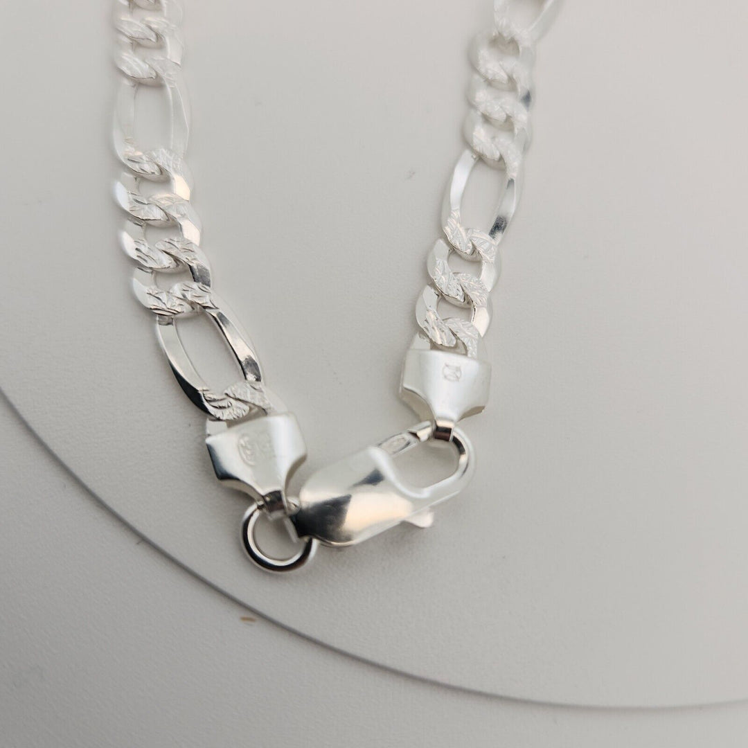 925 sterling silver figaro chain necklace 24" A+