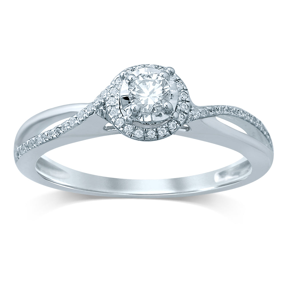 Sparkling 14k White Gold 0.25CT Diamond Promise Ring for Her