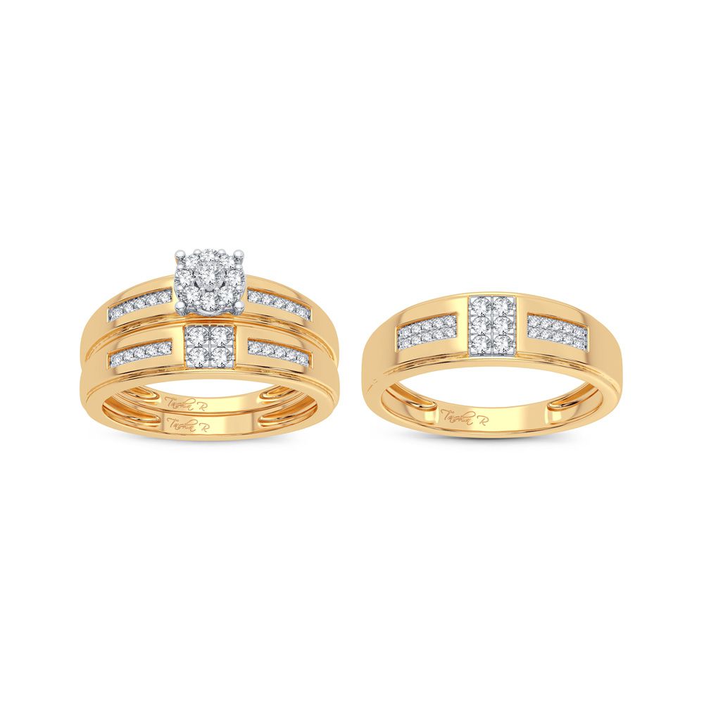 10k Yellow Gold 0.50CT Lab Diamond Womens Trio Wedding Set