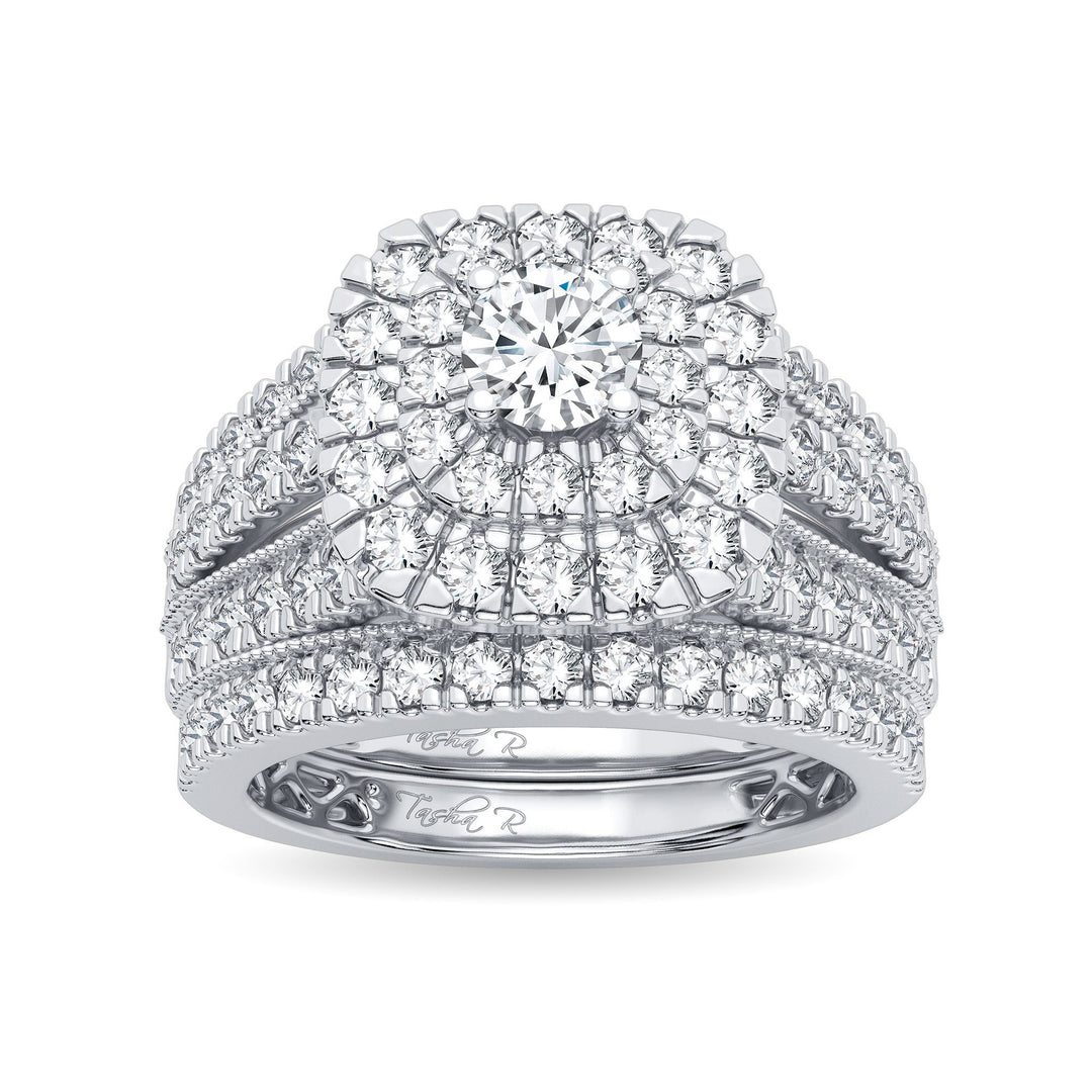Brilliant 14k White Gold 2CT Lab Diamond Bridal Ring