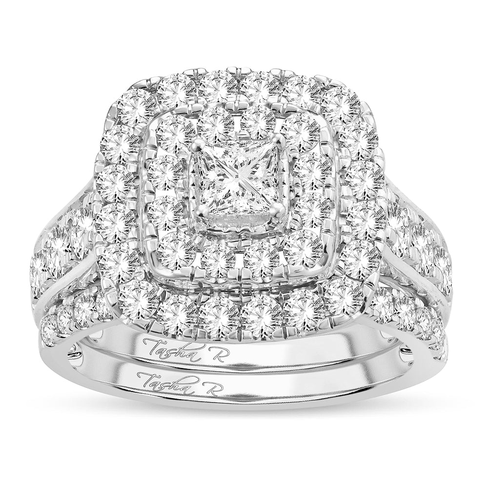 14k White Gold Lab Diamond Bridal Ring (2.00 CT Brilliance)