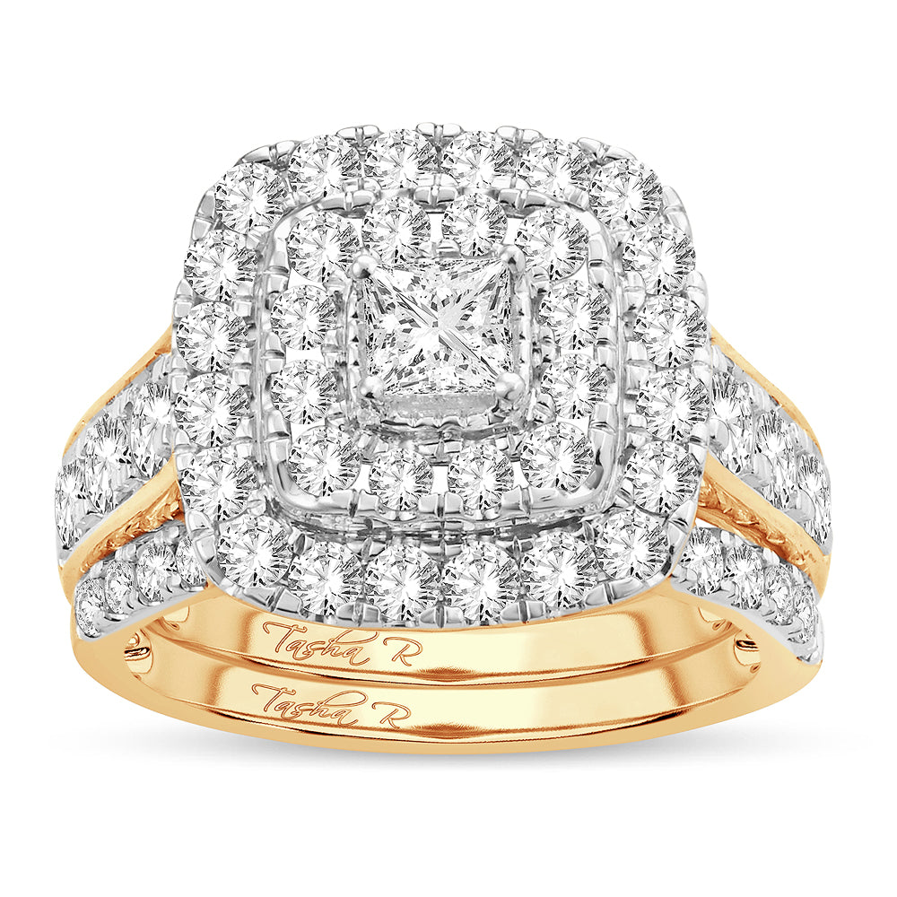 14K Yellow Gold 2CT Lab Diamond Bridal Ring Brilliance