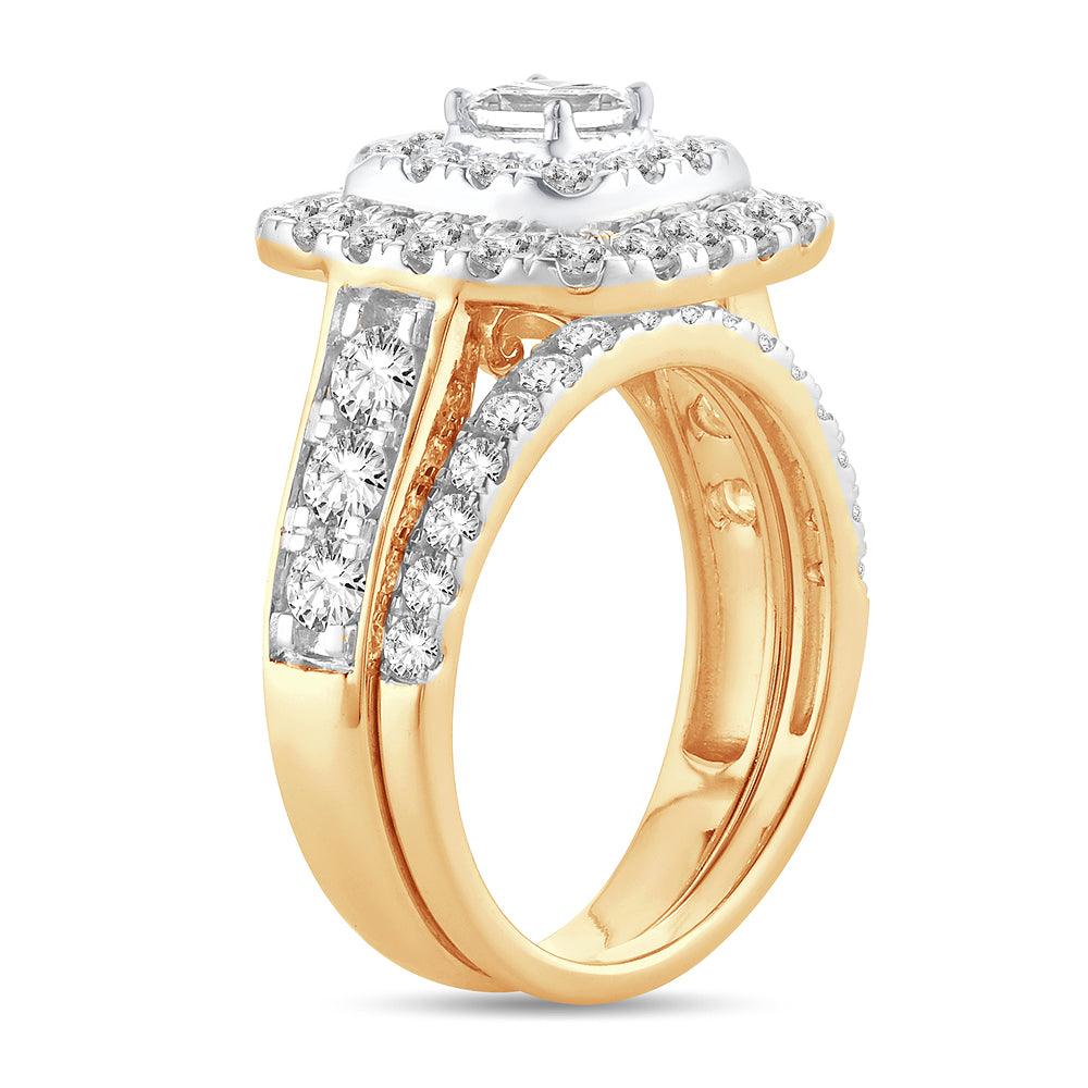 14K Yellow Gold 2CT Lab Diamond Bridal Ring Brilliance