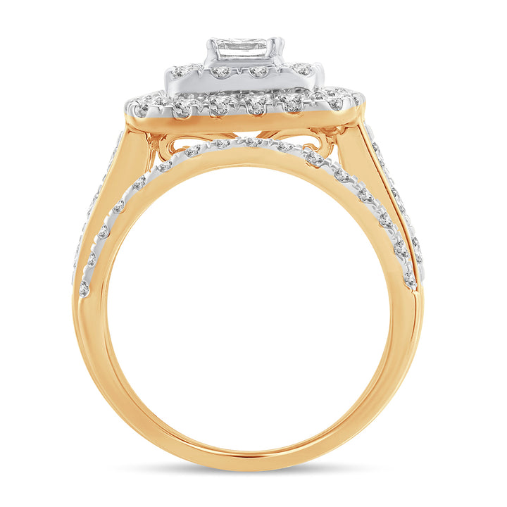 14K Yellow Gold 2CT Lab Diamond Bridal Ring Brilliance