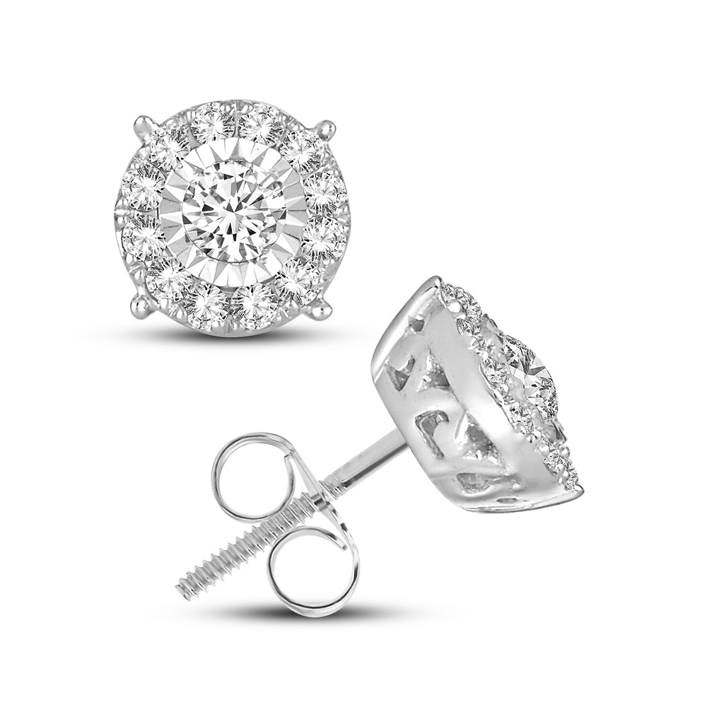 14k White Gold Lab Diamond Stud Earrings - Chic Brilliance