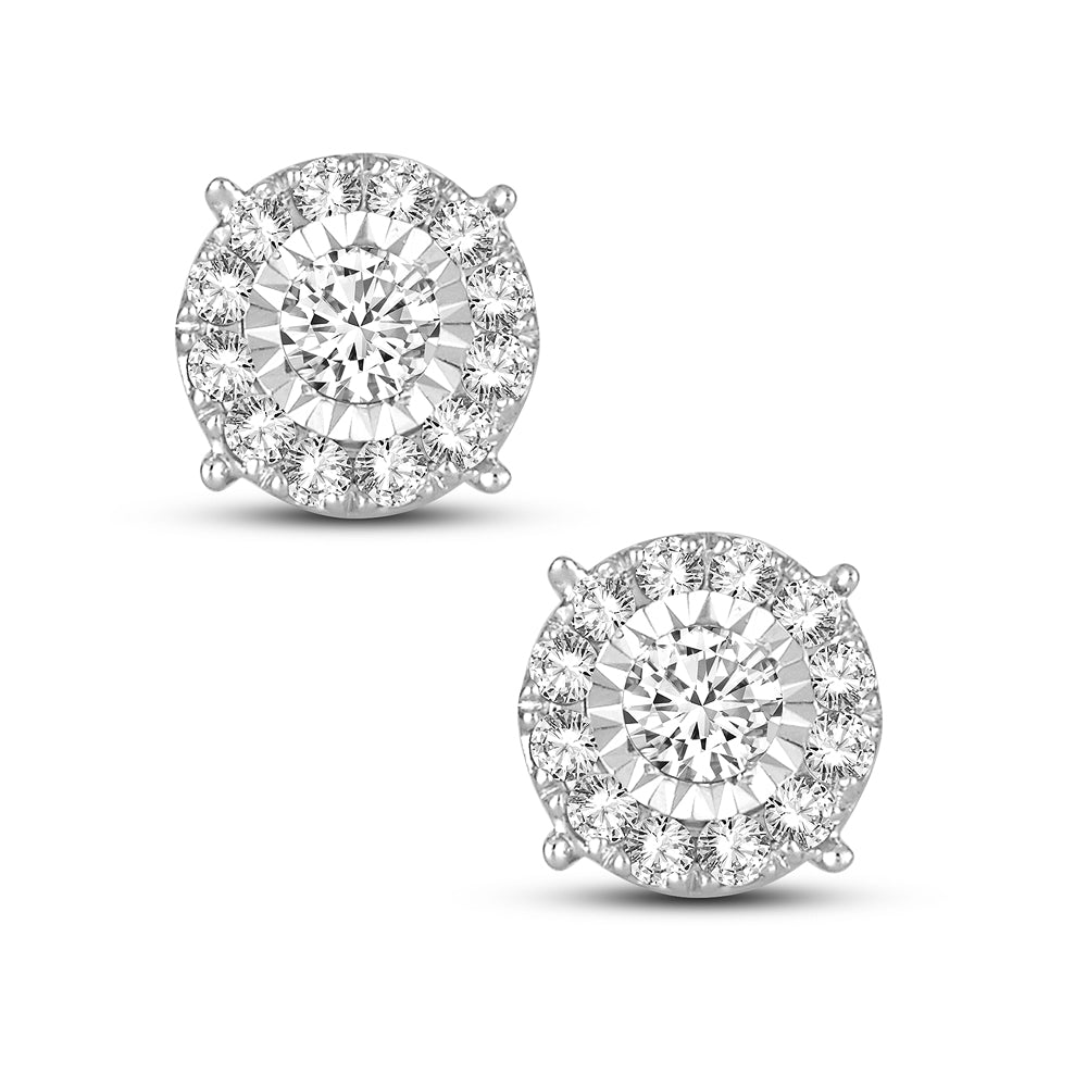 14k White Gold Lab Diamond Stud Earrings - Chic Brilliance