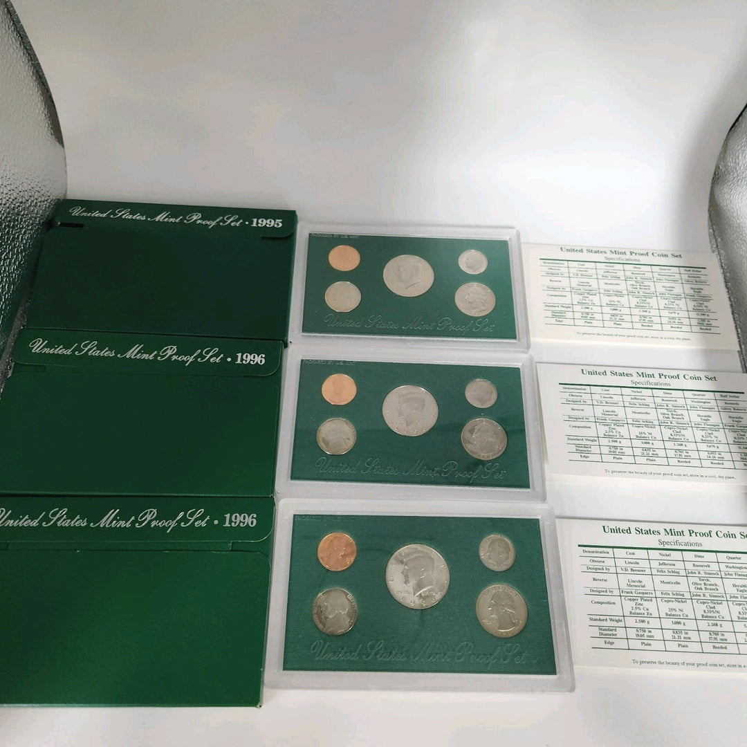 Set Of 1995,1996,1997 & 1998 U.S Mint Proof Set Lot With Boxes