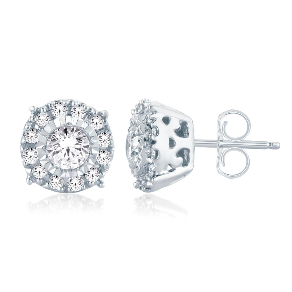 Sparkling 14k White Gold Diamond Stud Earrings for Women