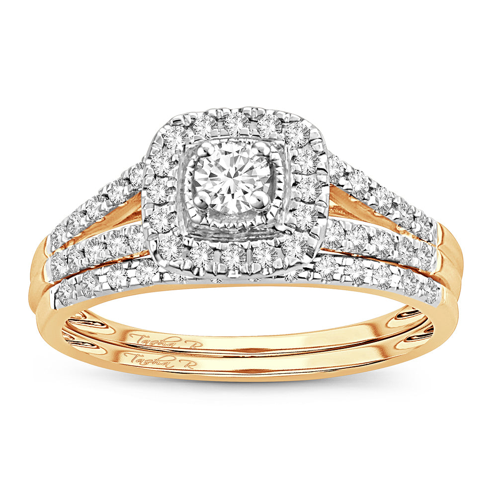 Romantic 14K Yellow Gold Lab Diamond Womens Bridal Ring