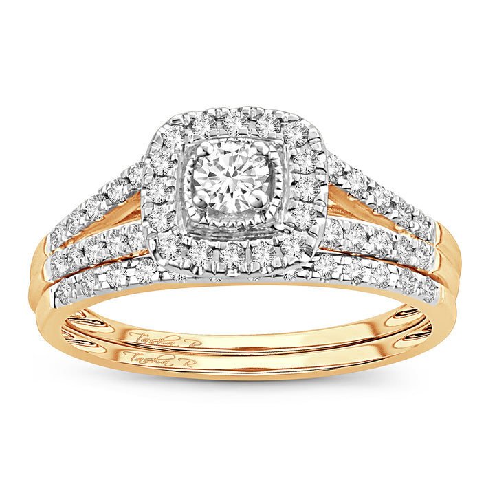 Romantic 14K Yellow Gold Lab Diamond Womens Bridal Ring
