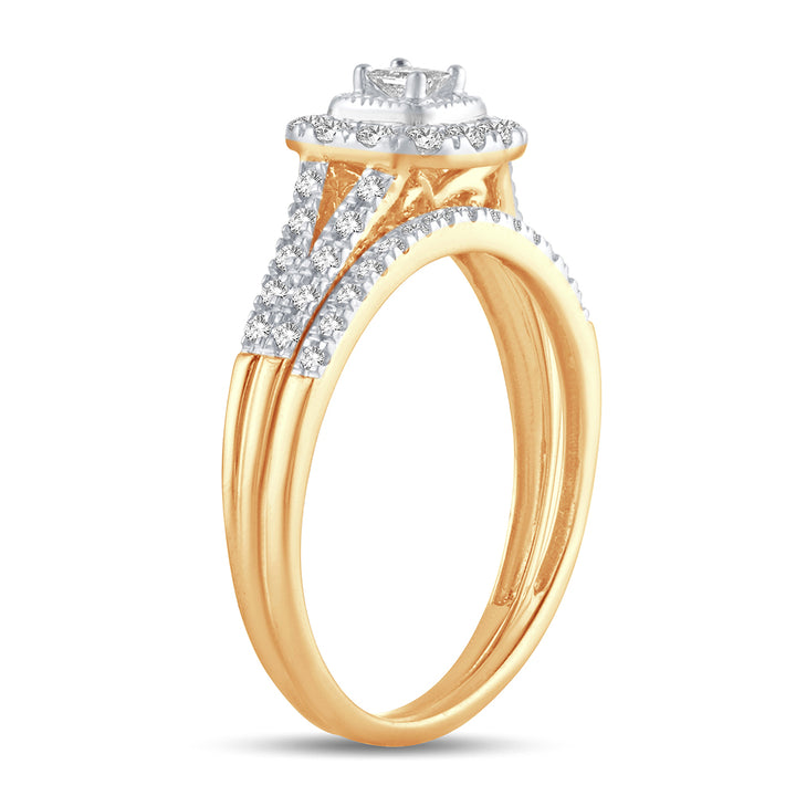 Romantic 14K Yellow Gold Lab Diamond Womens Bridal Ring