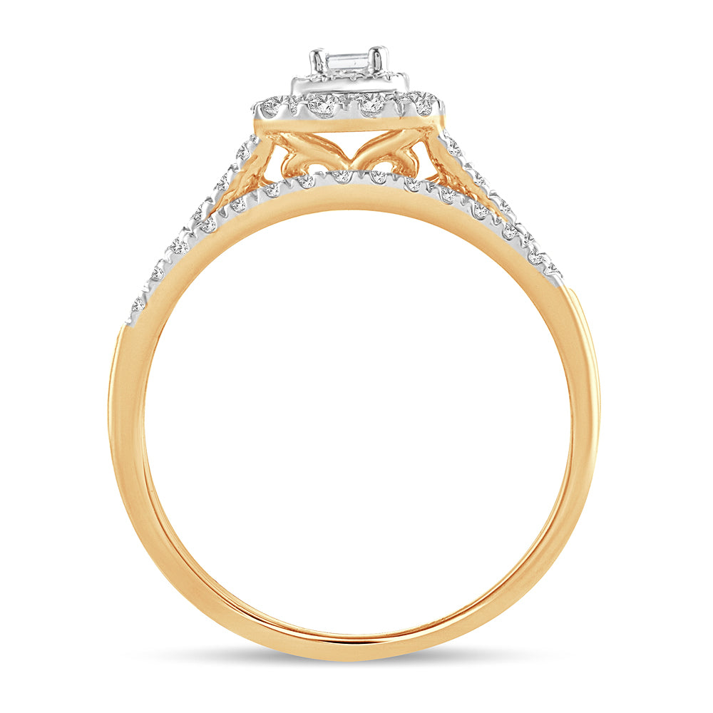 Romantic 14K Yellow Gold Lab Diamond Womens Bridal Ring