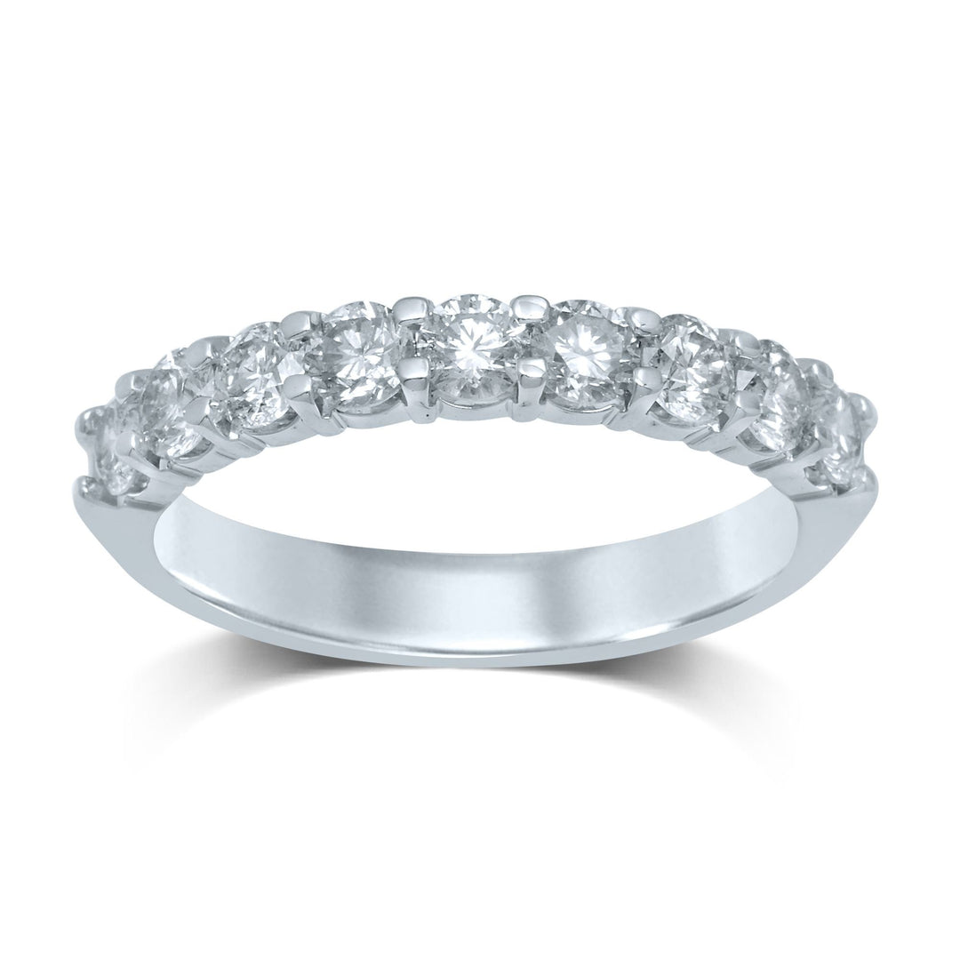 14k White Gold 9-Stone Diamond Ladies Band