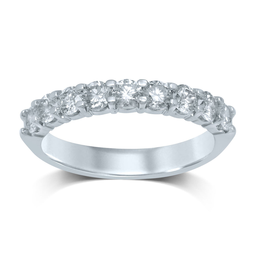 Sparkling 14k White Gold Lab Diamond Wedding Band (9 Stones)