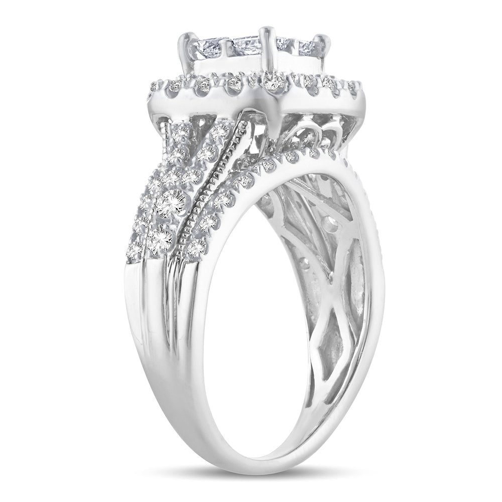 Sparkling 1.50CT Lab Diamond Bridal Ring in White Gold
