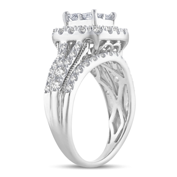 Sparkling 1.50CT Lab Diamond Bridal Ring in White Gold