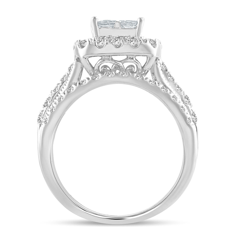 Sparkling 1.50CT Lab Diamond Bridal Ring in White Gold
