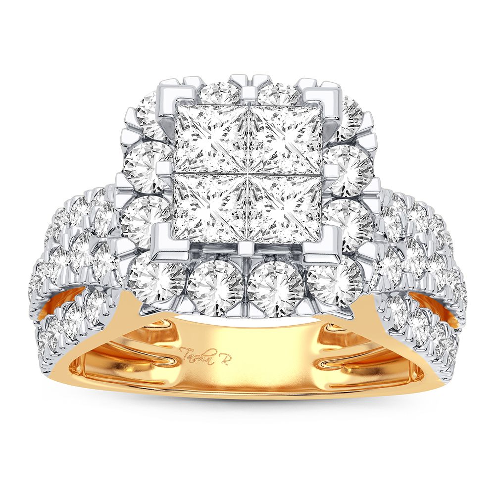 Brilliant 14K Yellow Gold 2CT Lab Diamond Womens Ring