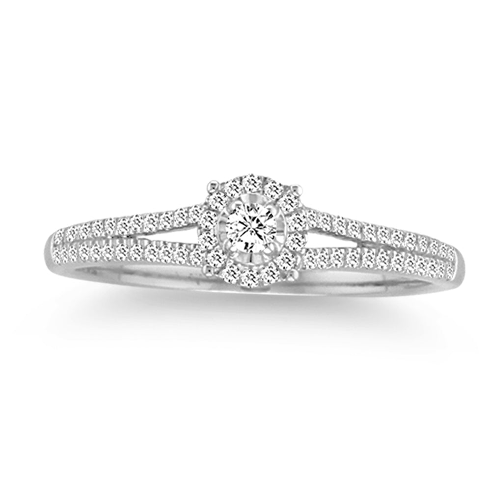 Elegant 14k White Diamond Solitaire Promise Ring
