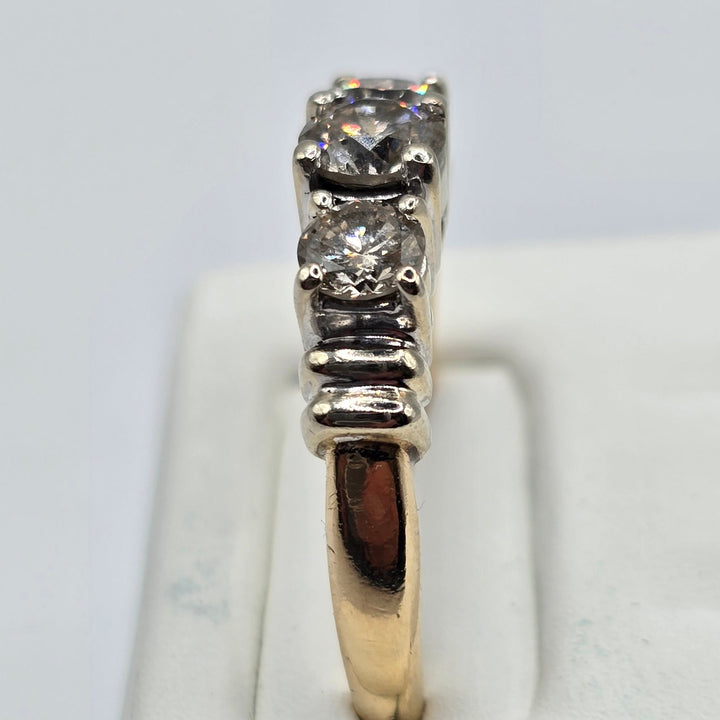 14K Two-Tone Gold 1.49 CTW Natural Diamond Three-Stone Ring 5.9g