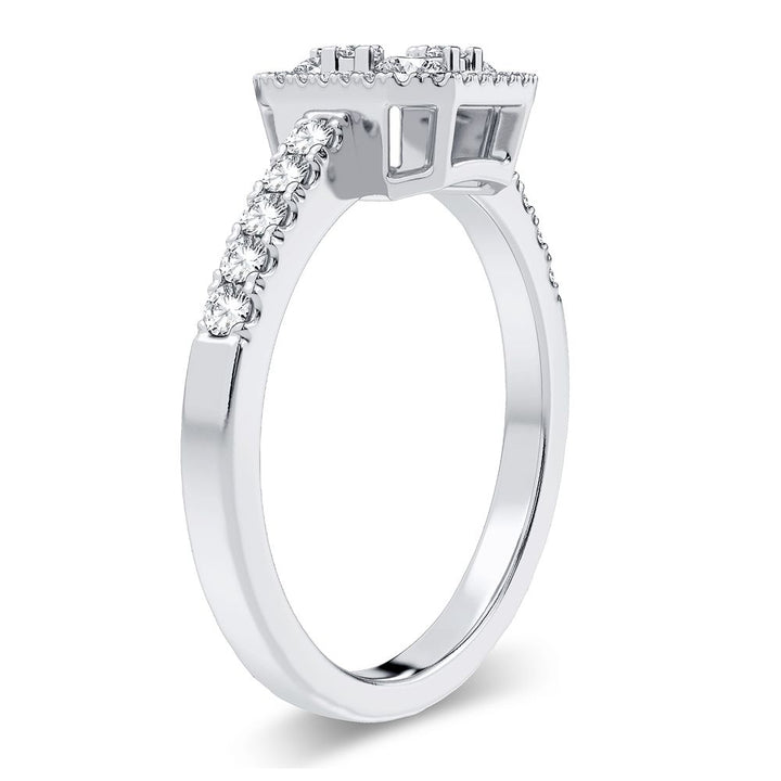 14K White Gold 0.5CT Lab Diamond Womens Engagement Ring