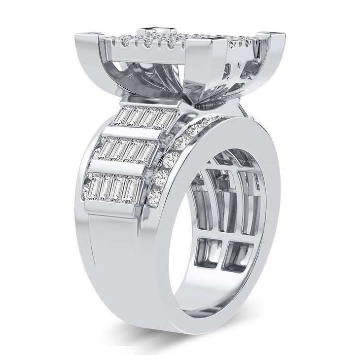 10k White Gold 3CT Lab Diamond Mens Statement Ring