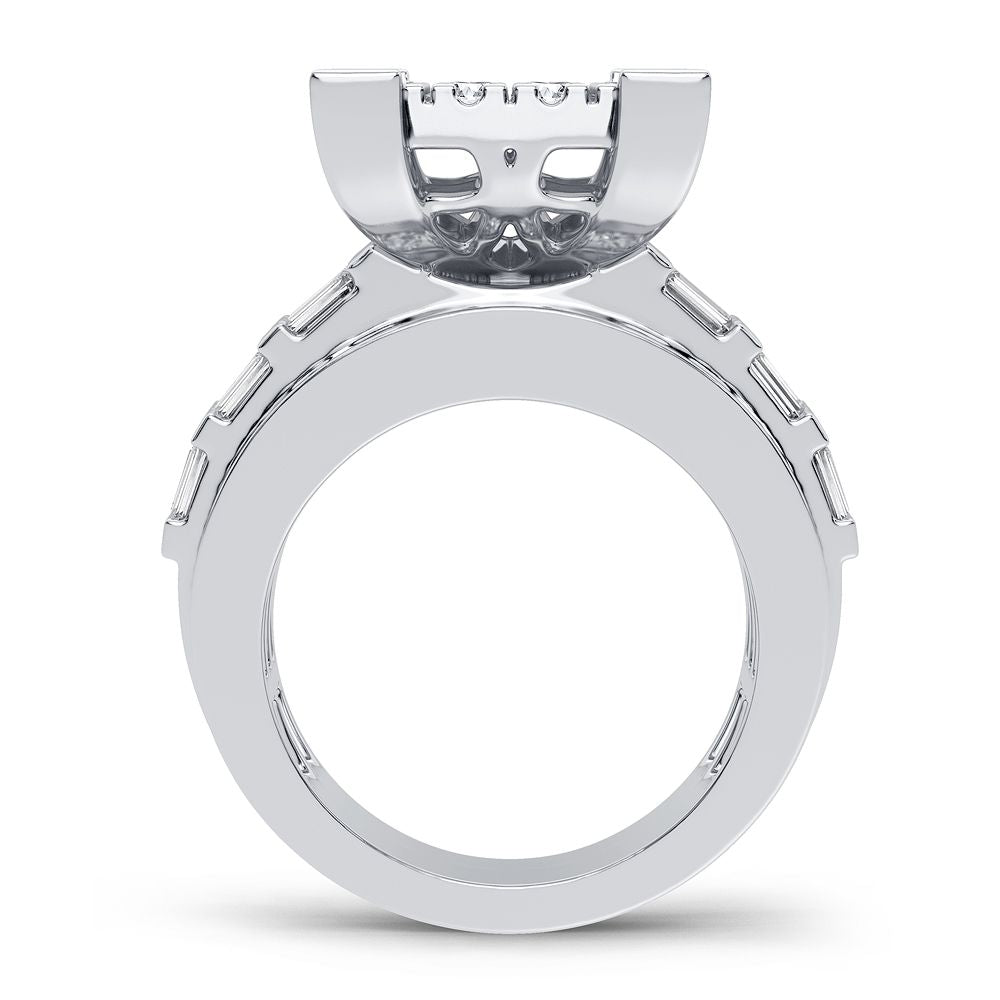 10k White Gold 3CT Lab Diamond Mens Statement Ring