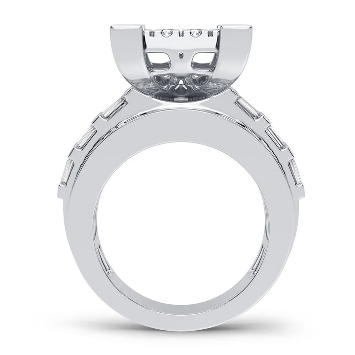 10k White Gold 3CT Lab Diamond Mens Statement Ring