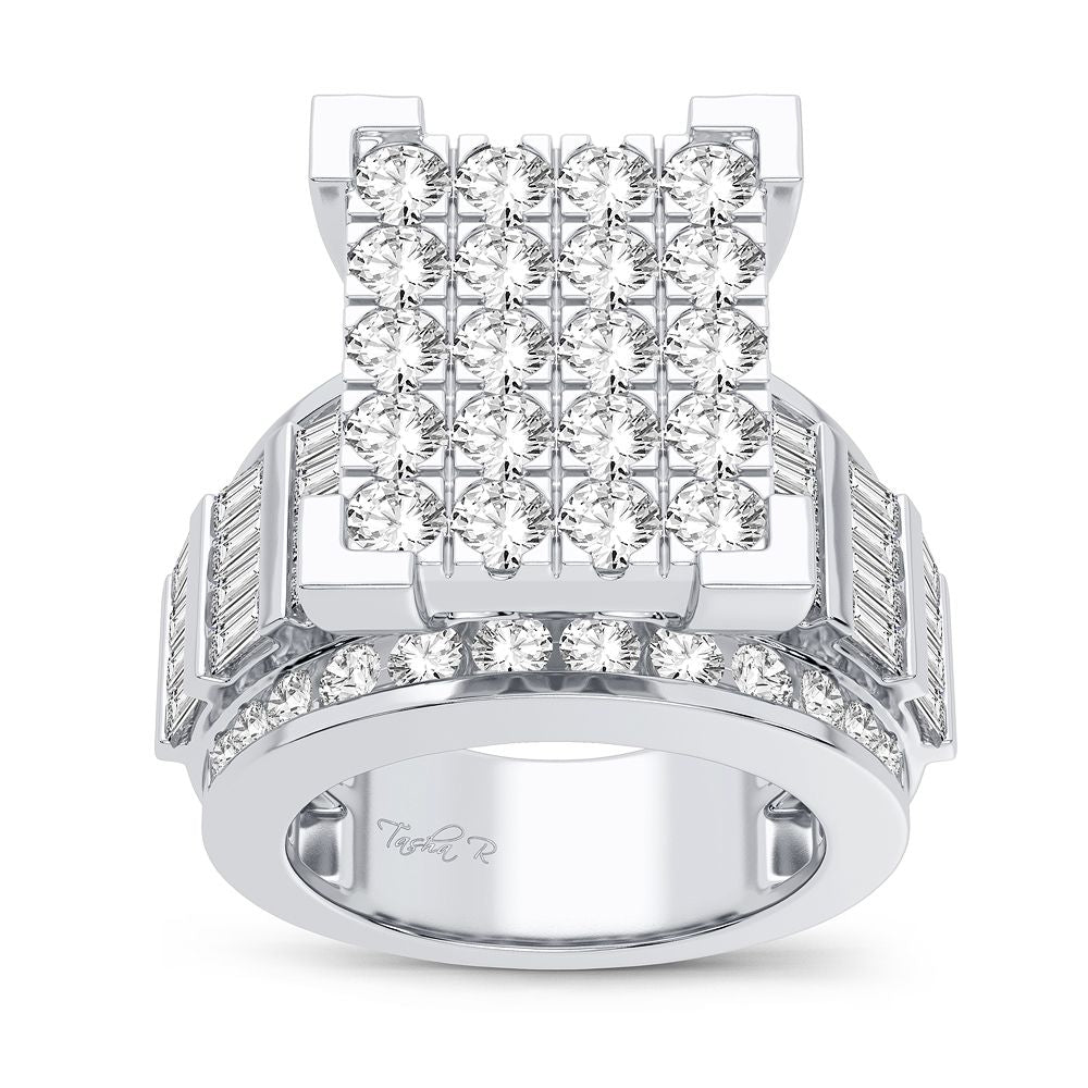 Bold 10k White Gold Lab Diamond Mens Statement Ring
