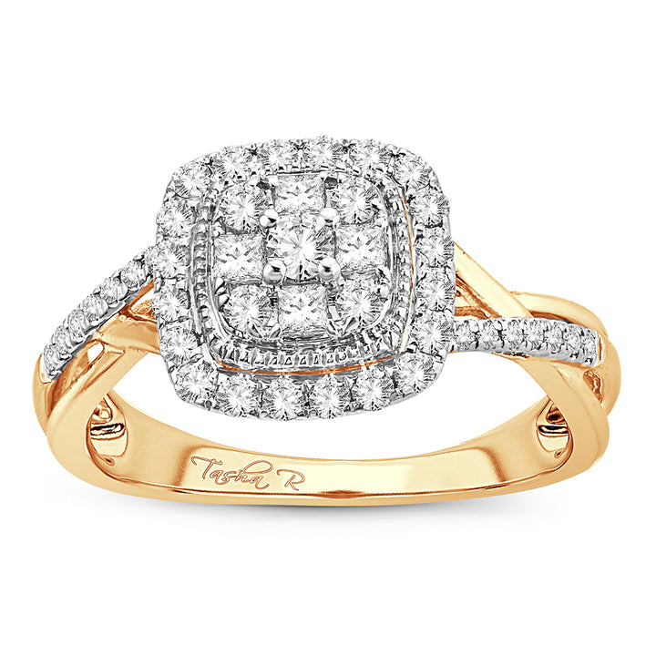 14K Yellow Gold 0.51CT Lab Diamond Womens Engagement Ring